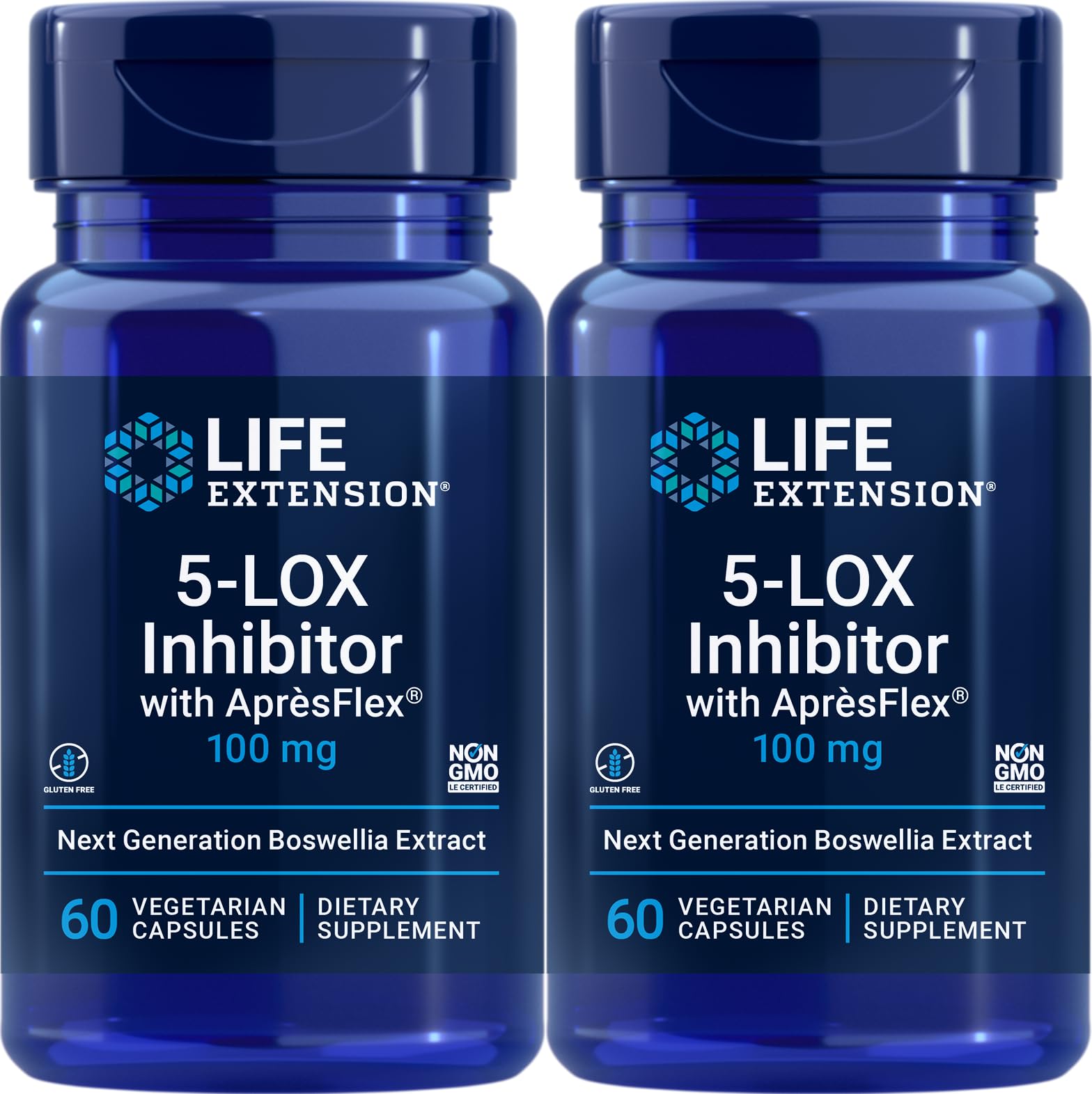 Life Extension 5-LOX Inhibitor with ApresFlex 100 mg bottle - 60 vegetarian capsules (Pack of 2)
