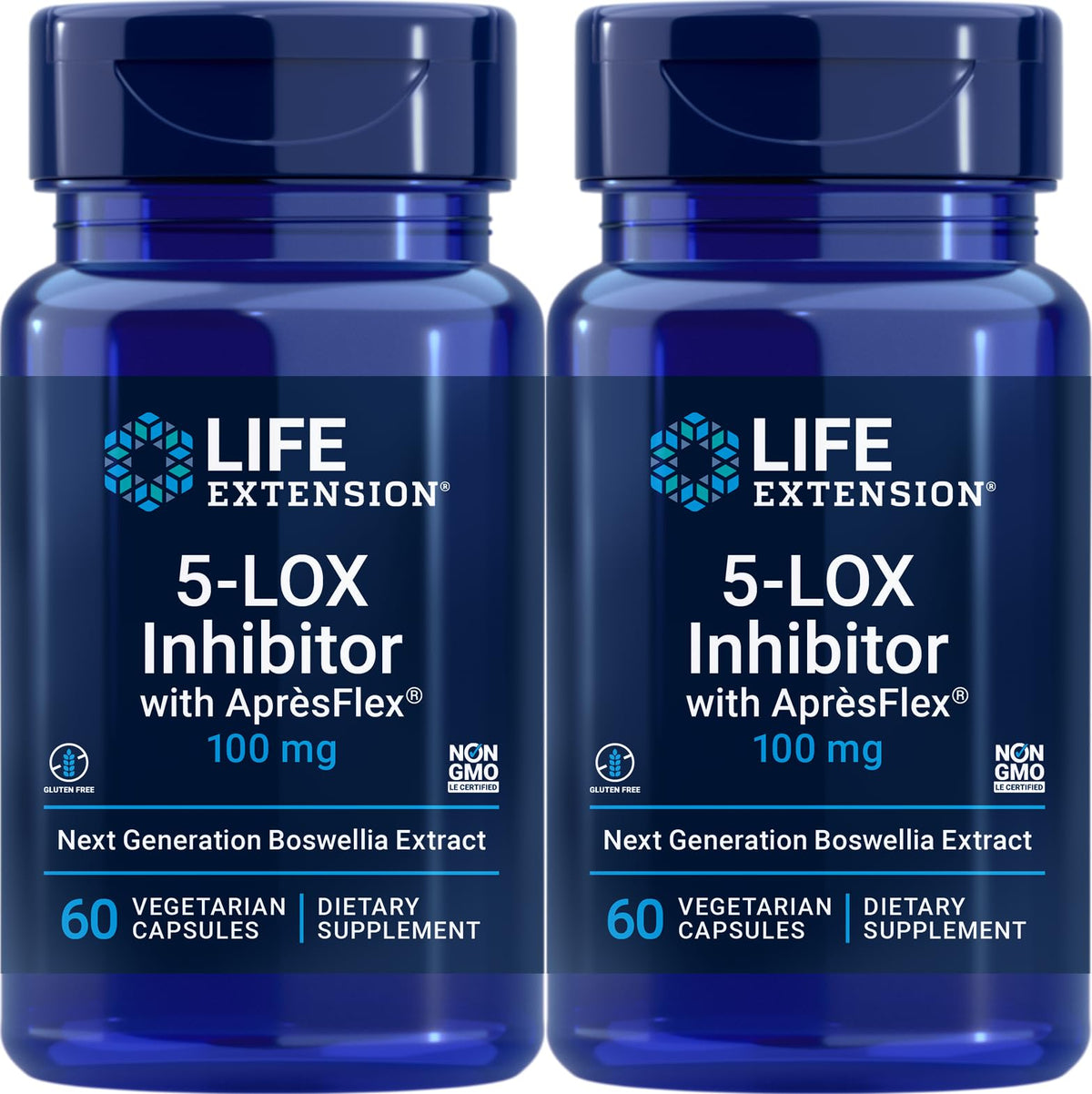 Life Extension 5-LOX Inhibitor with ApresFlex 100 mg bottle - 60 vegetarian capsules (Pack of 2)