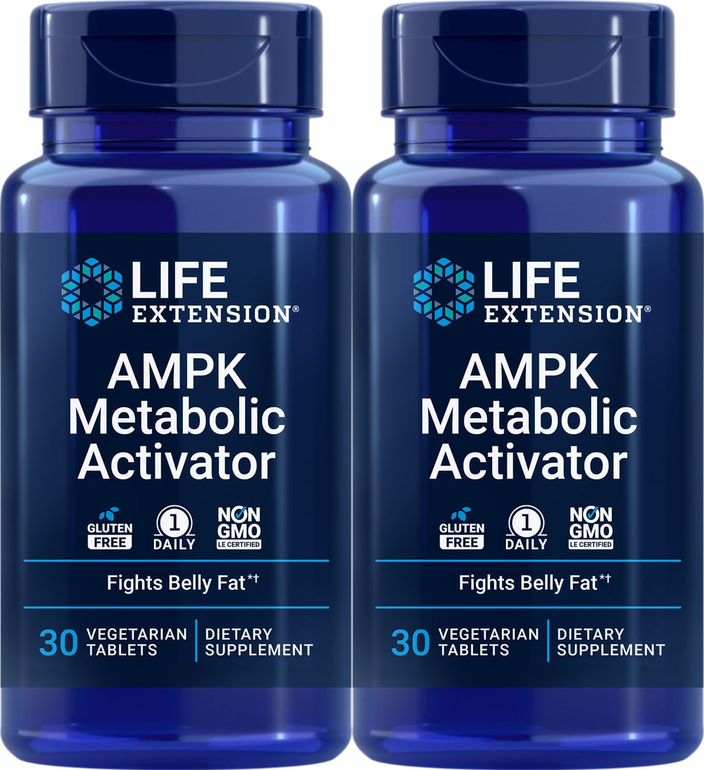 Life Extension AMPK Metabolic Activator 2-pack bottles – label close-up