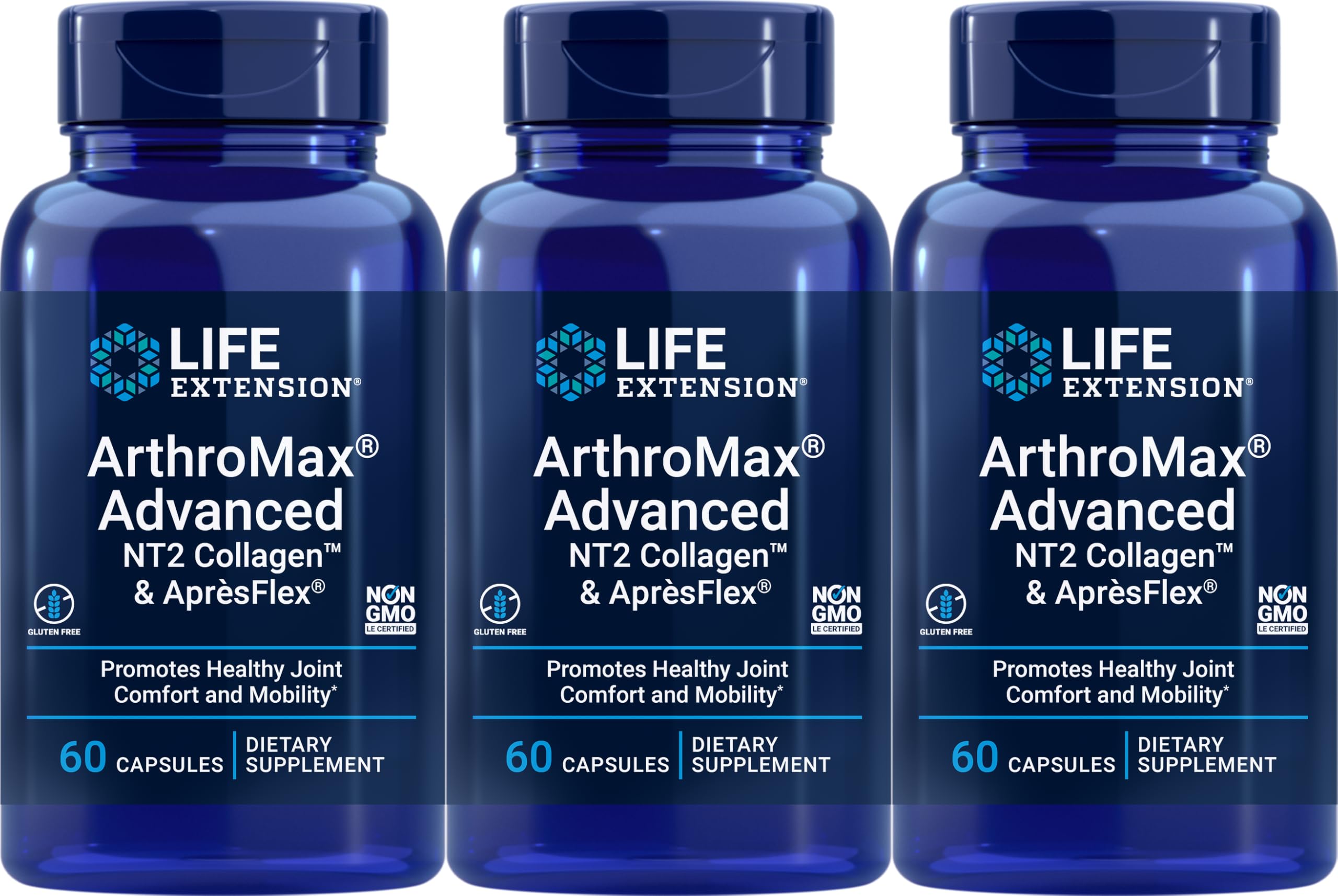 Life Extension ArthroMax Advanced NT2 Collagen & ApresFlex 60 capsules Pack of 3 - image 1