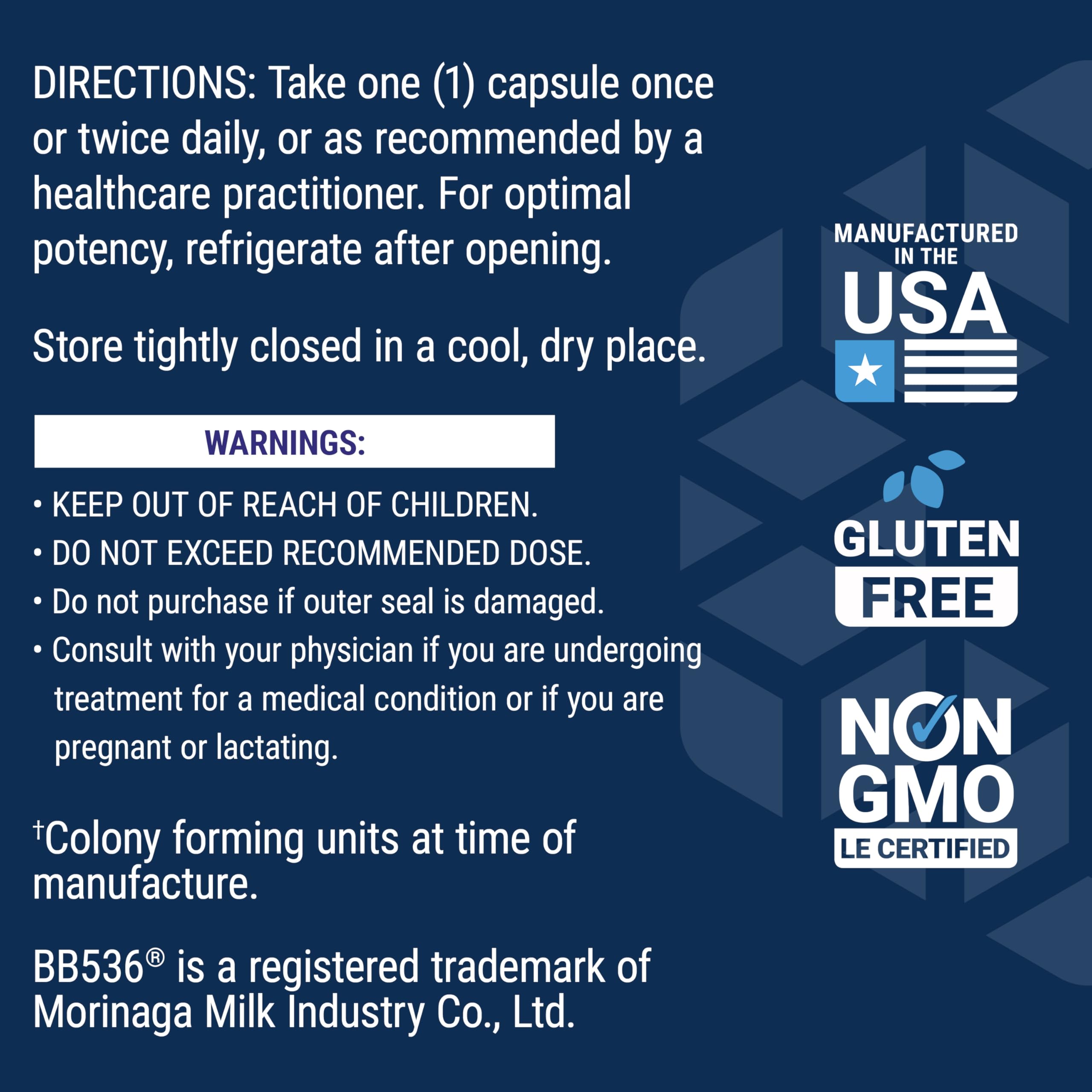 Label highlighting 2 Billion CFU