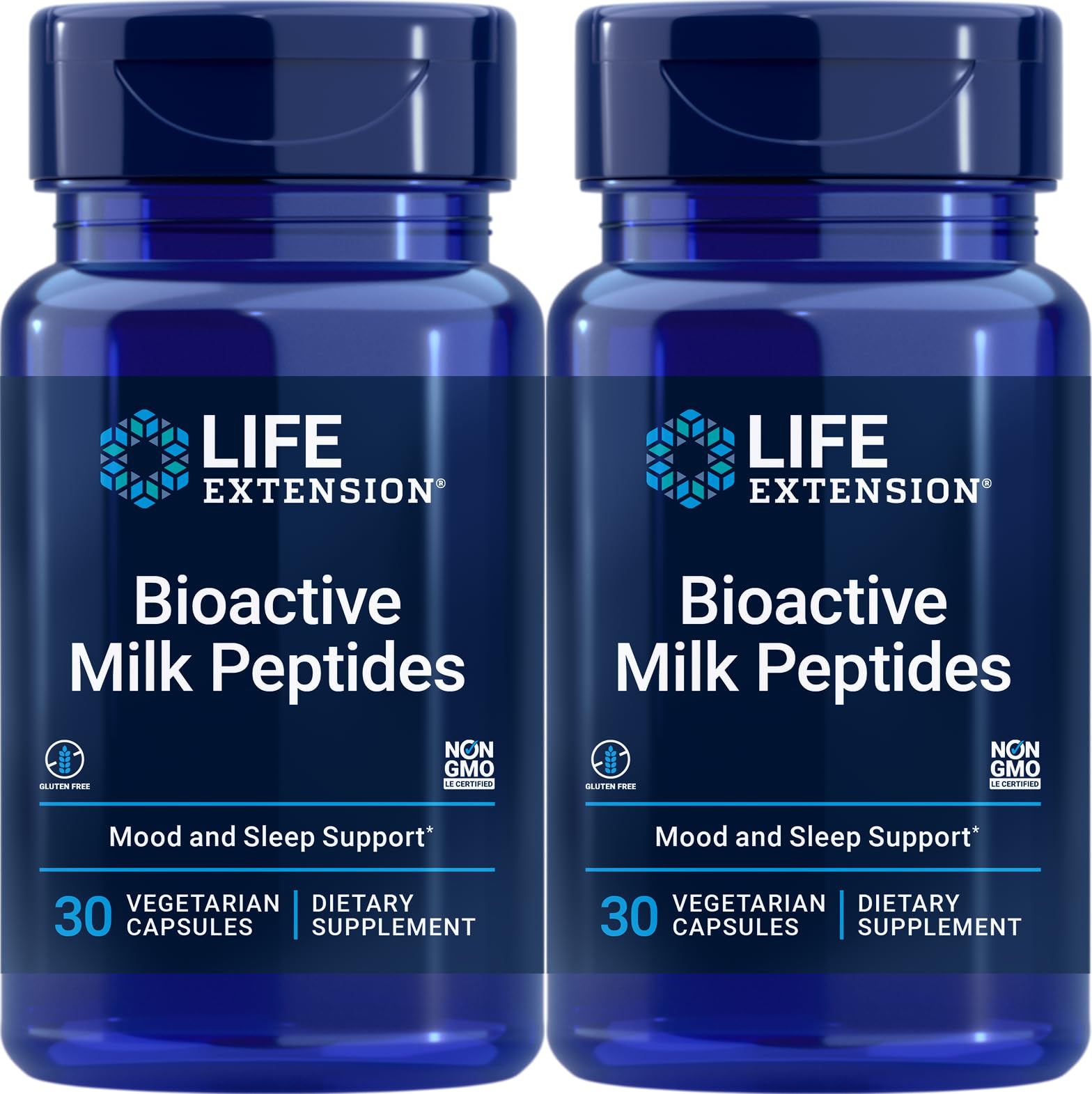 Life Extension Bioactive Milk Peptides bottle with 30 vegetarian capsules (pack of 2)