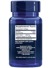 Close-up of Black Cumin Seed Oil bottle label