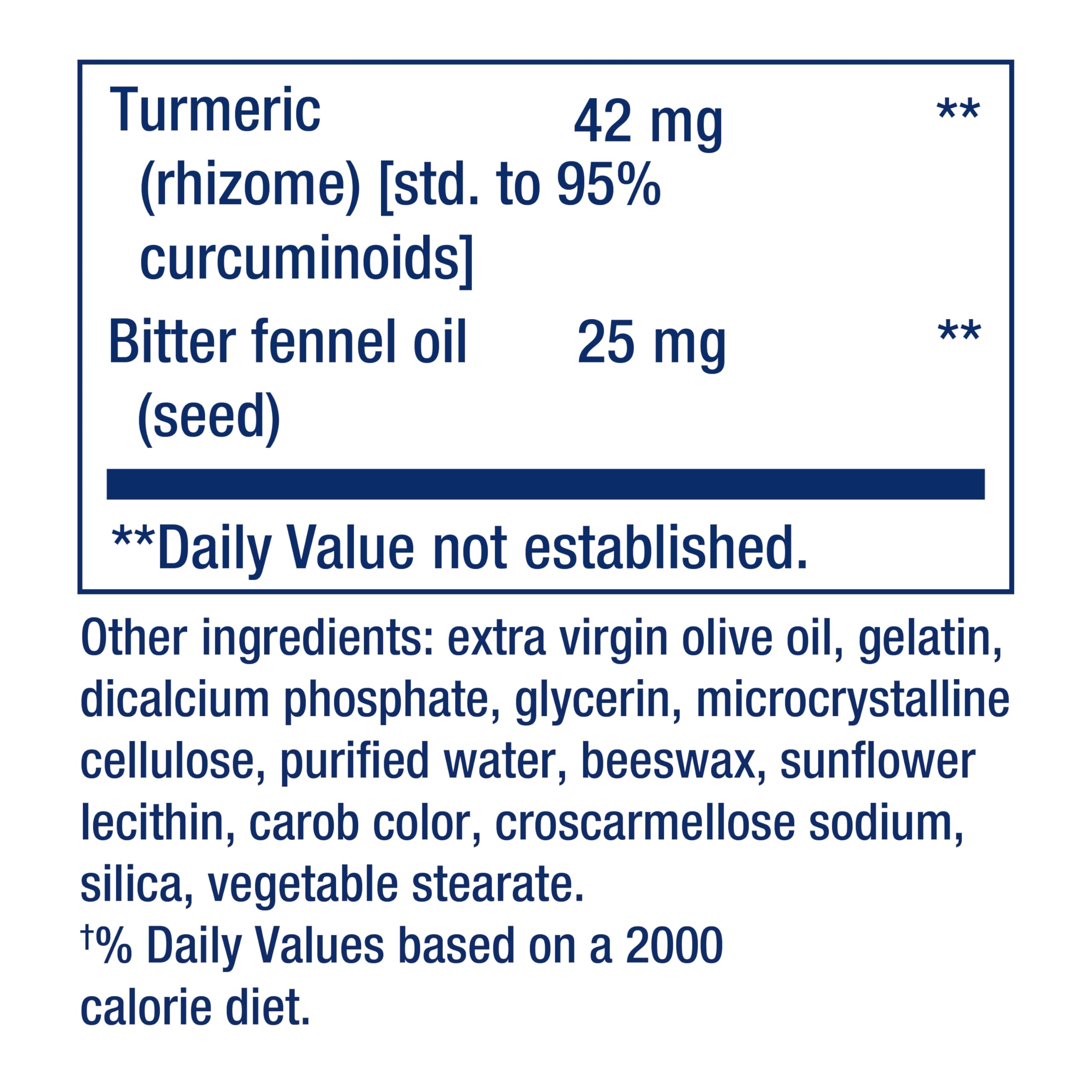 Fennel and turmeric components of the formula