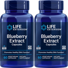 Life Extension Blueberry Extract 60 Vegetarian Capsules, Pack of 2 bottle and label
