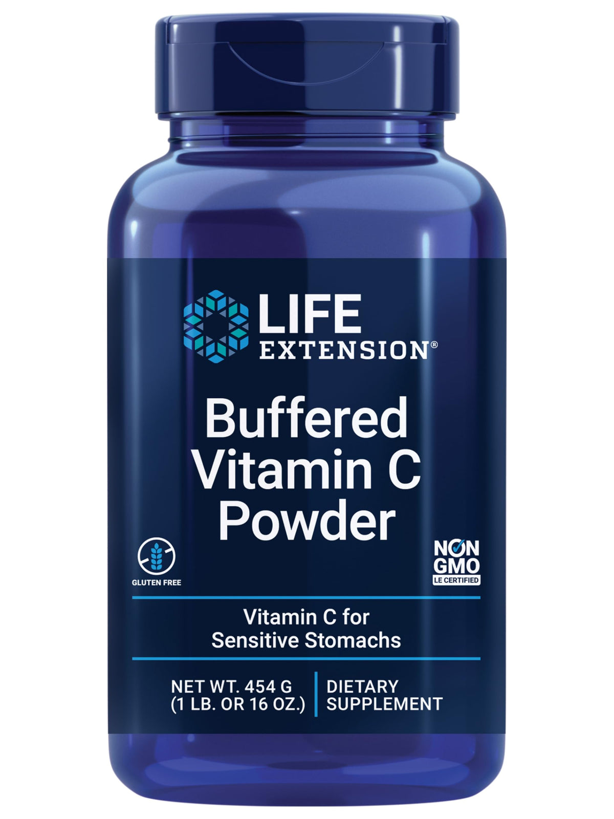 Bottle and scoop of Life Extension Buffered Vitamin C Powder