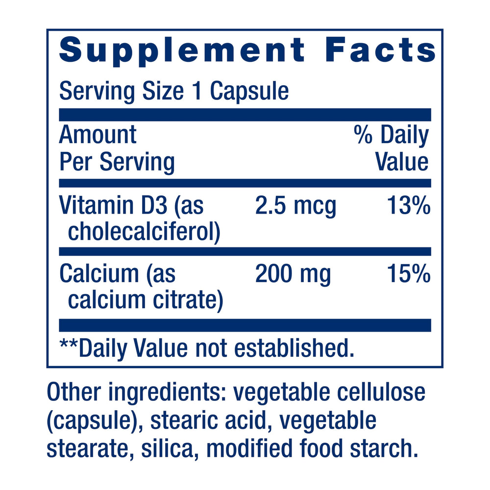 Bottle with 200 capsules for a 50- to 200-day supply