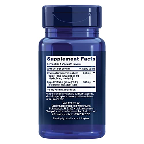 Back view of Cytokine Suppress with EGCG bottle showing supplement facts