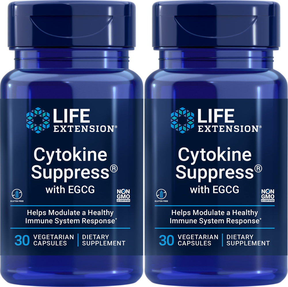 Life Extension Cytokine Suppress with EGCG 30 Vegetarian Capsules Pack of 2 bottle