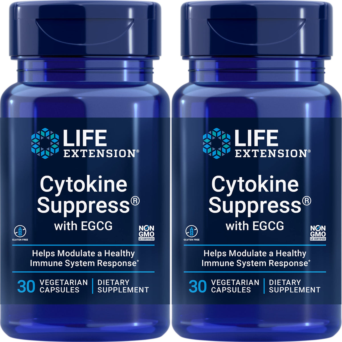 Life Extension Cytokine Suppress with EGCG 30 Vegetarian Capsules Pack of 2 bottle