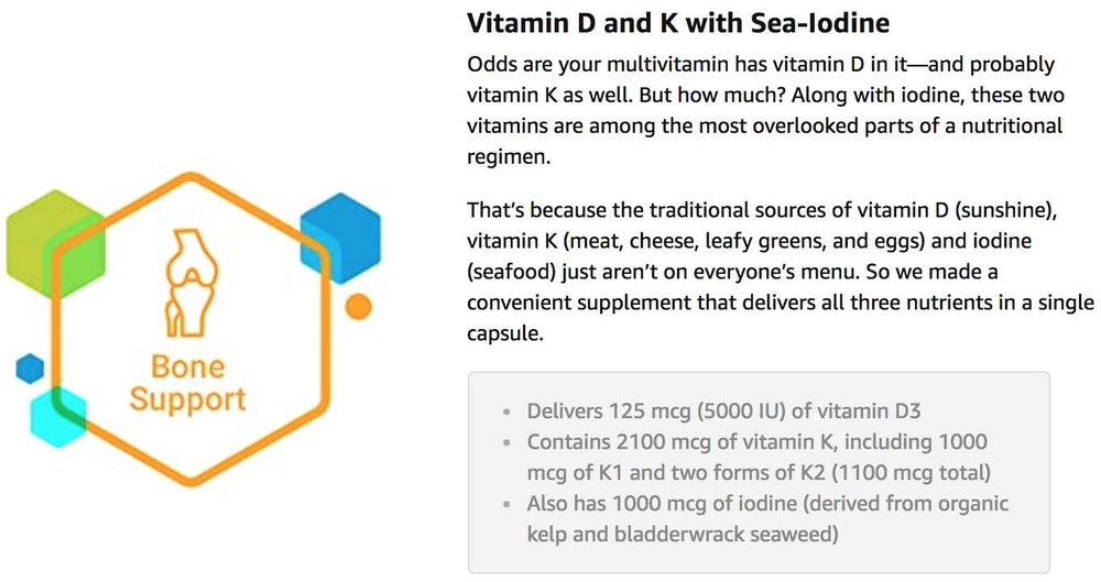 Life Extension D & K label details highlight key ingredients.