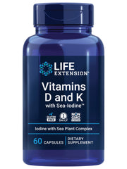 Life Extension D3 & K2 with SeaIodine bottle on white background