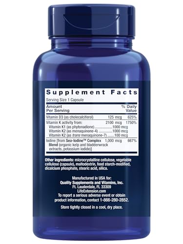 Close-up of D3 and K2 capsules from Life Extension