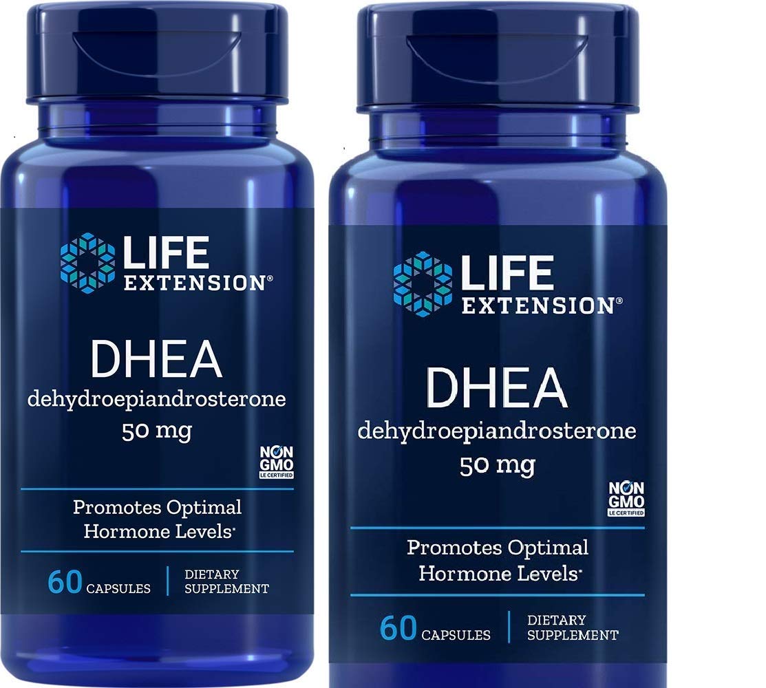 Life Extension DHEA 50 mg bottle, 60 capsules, 2-pack (main image)