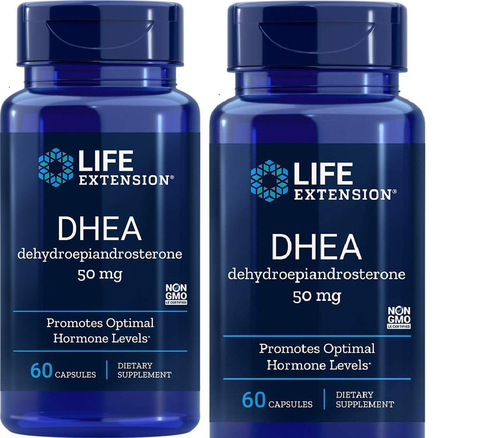 Life Extension DHEA 50 mg bottle, 60 capsules, 2-pack (main image)
