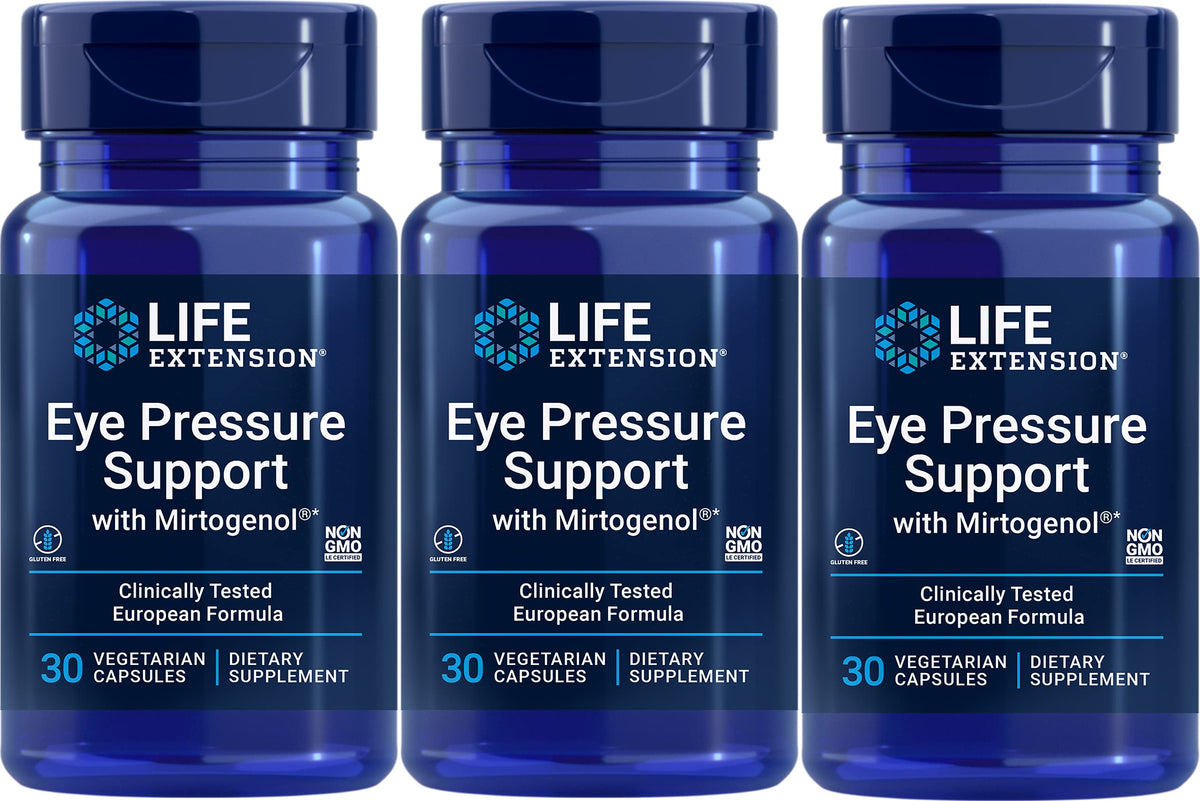 Life Extension Eye Pressure Support with Mirtogenol Mirtogenol Vcaps bottle, 30 capsules