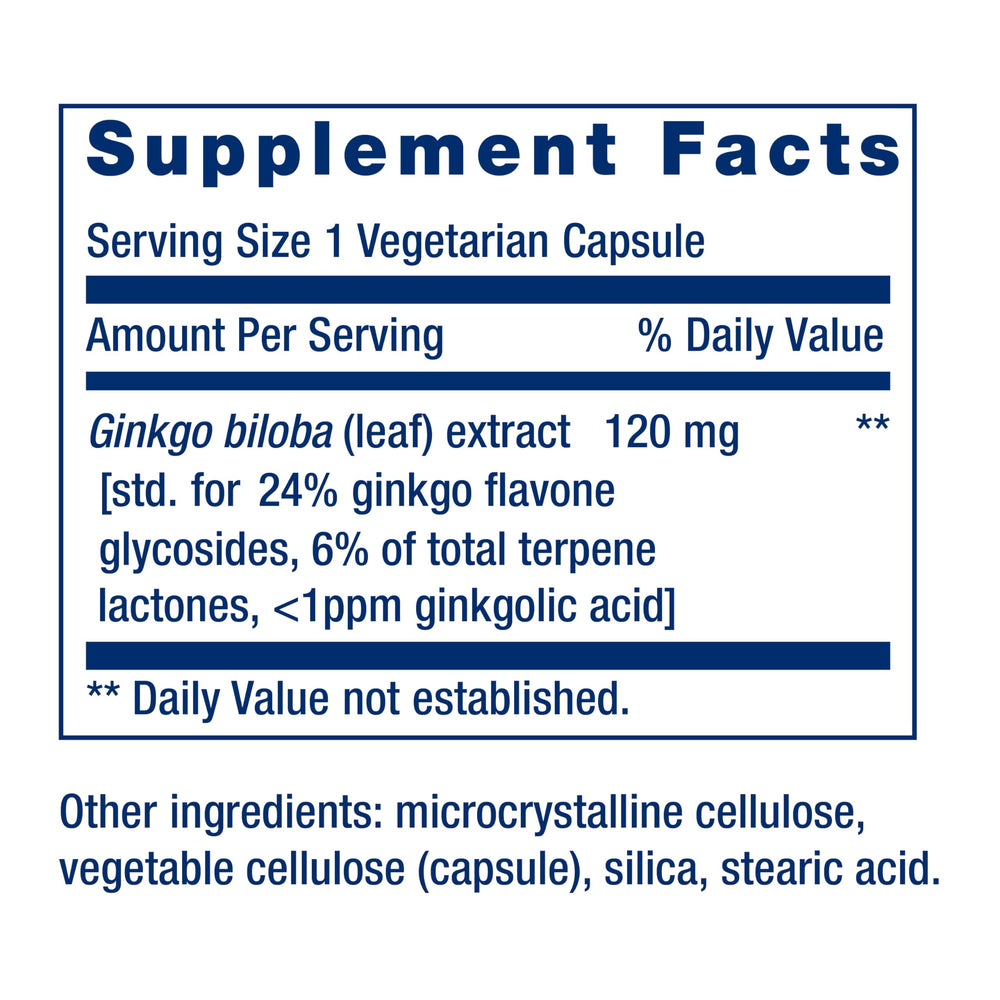 Ginkgo biloba capsules – 120 mg per dose
