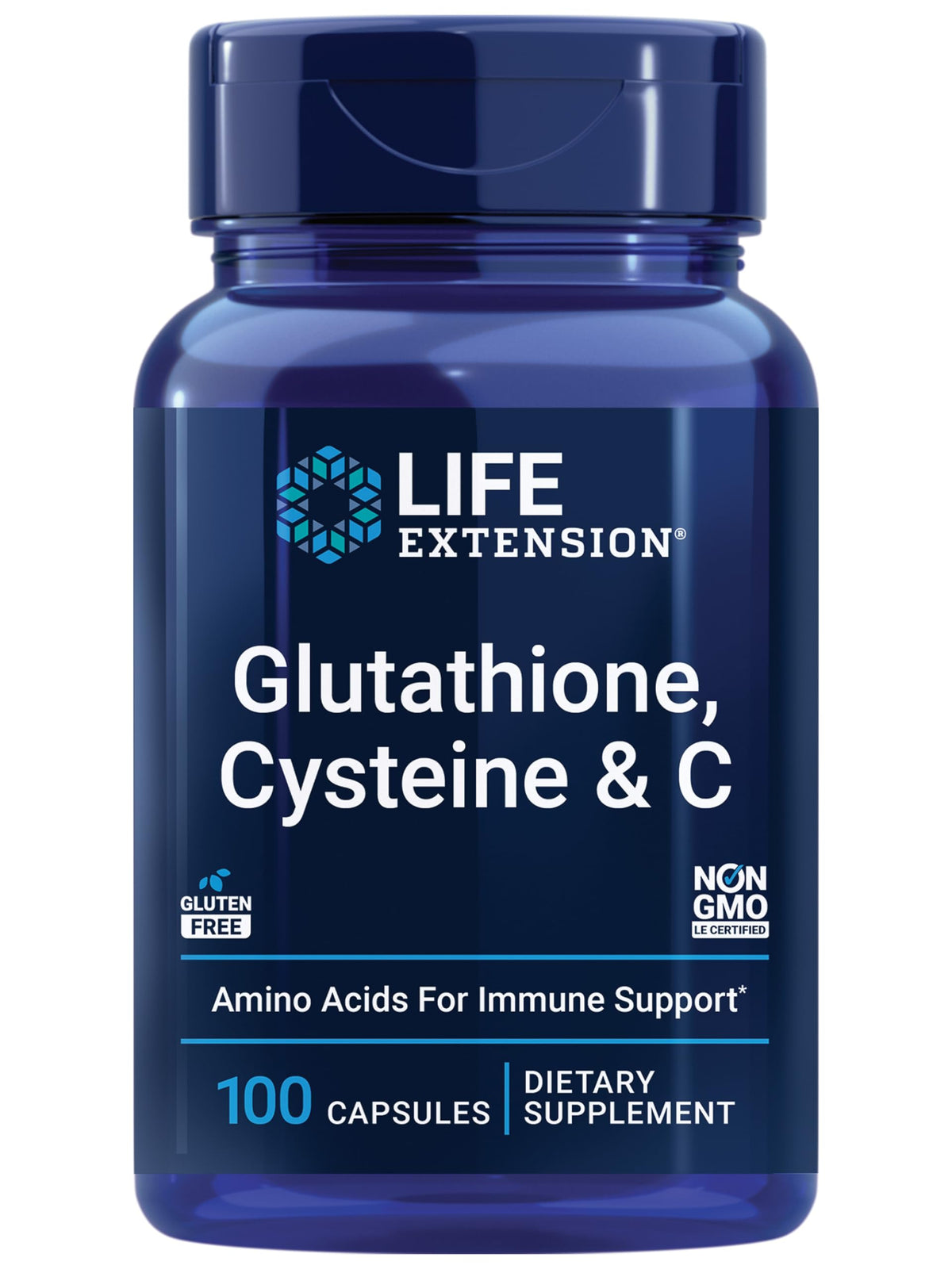 Front of Life Extension Glutathione, Cysteine & C Vitamin C bottle
