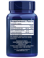 Supplement facts label showing 500 mg Vitamin C per serving