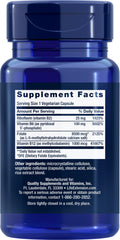 Life Extension Homocysteine Resist bottle label—gluten-free and non-GMO ingredients.