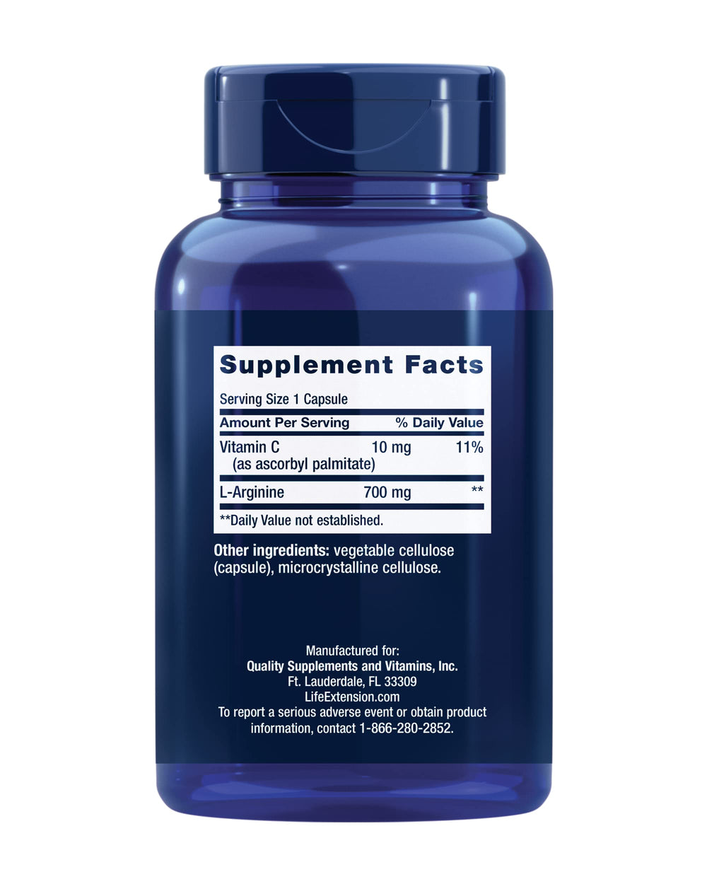 Detail showing 10 mg vitamin C on the bottle label