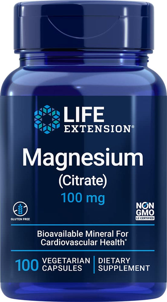 Life Extension Magnesium Citrate 100 mg bottle – front view, 2-pack