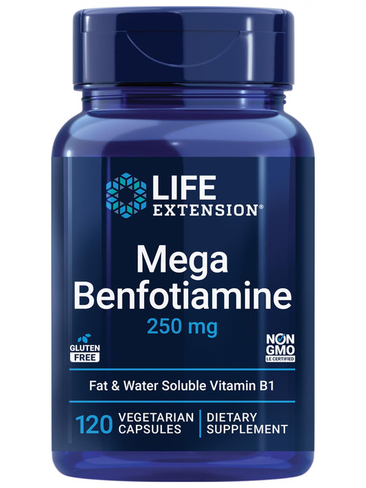 Front label of Life Extension Mega Benfotiamine 250 mg bottle