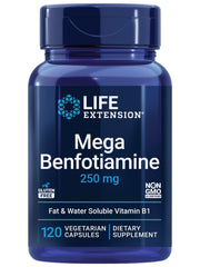 Front label of Life Extension Mega Benfotiamine 250 mg bottle
