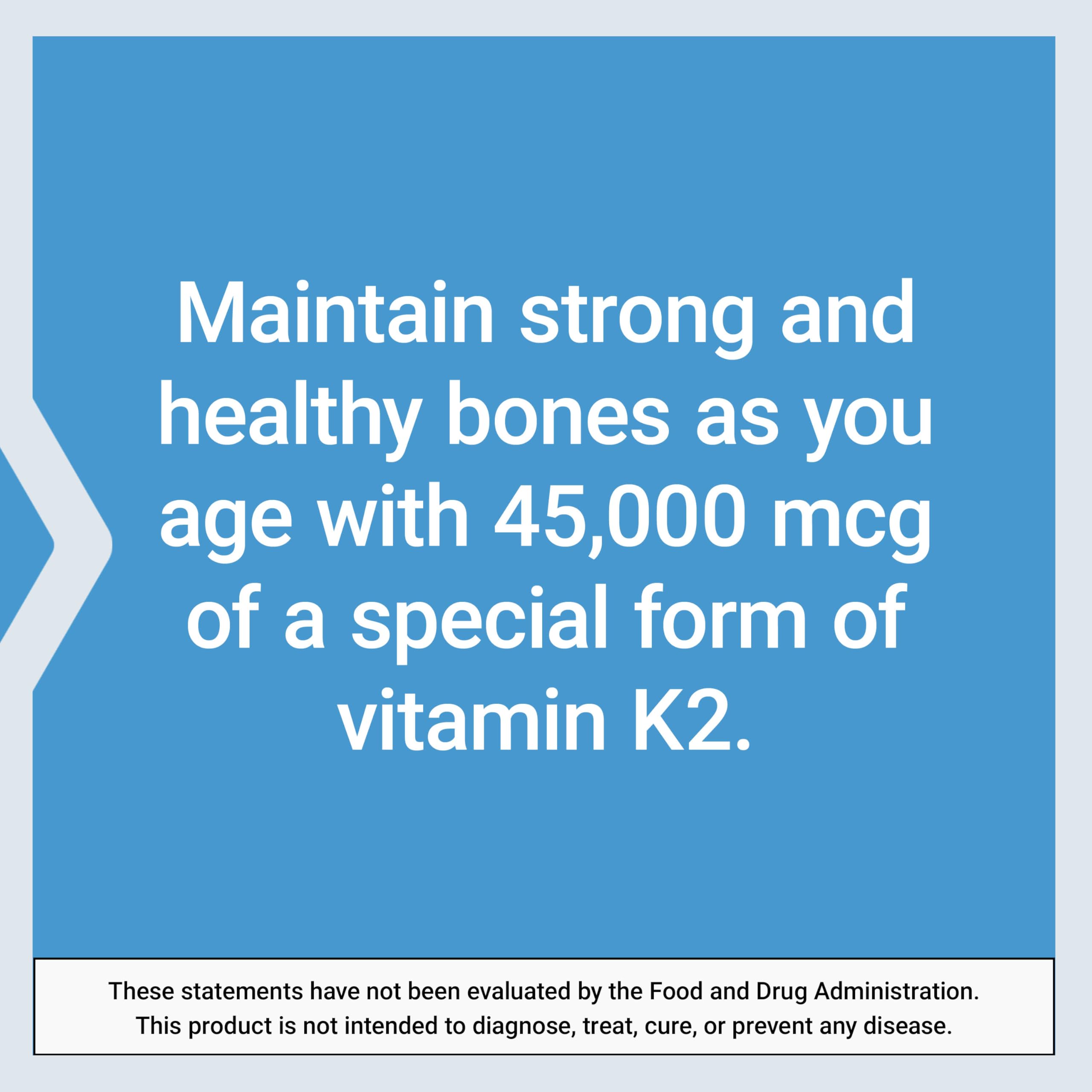 Nutritional facts label for K2 45 mg