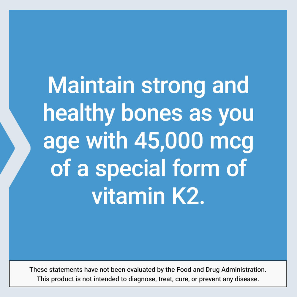 Nutritional facts label for K2 45 mg