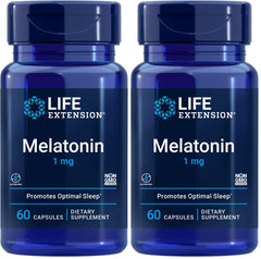Front view of Life Extension Melatonin 1 mg two-pack