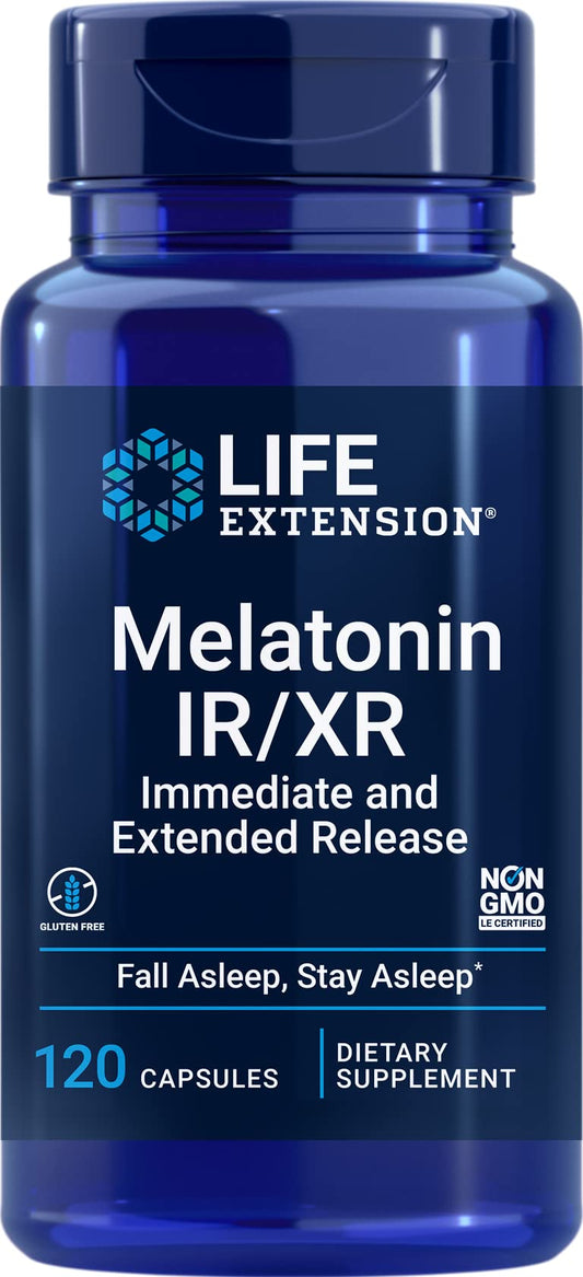 Life Extension Melatonin IR/XR 120 capsules bottle front view