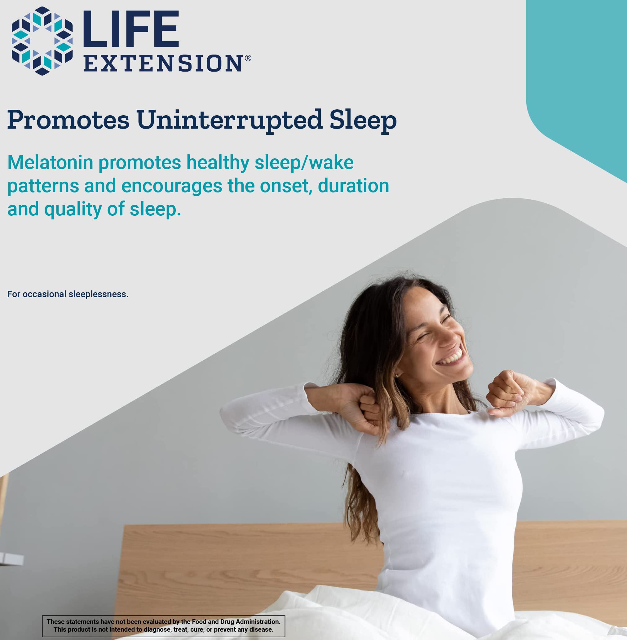 Bottle of Life Extension Melatonin IR/XR on a nightstand with glass of water