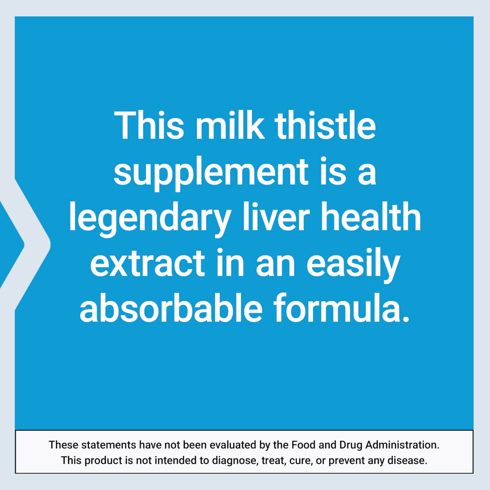 Supplement facts panel showing 760 mg milk thistle and 160 mg silybin-phytosome