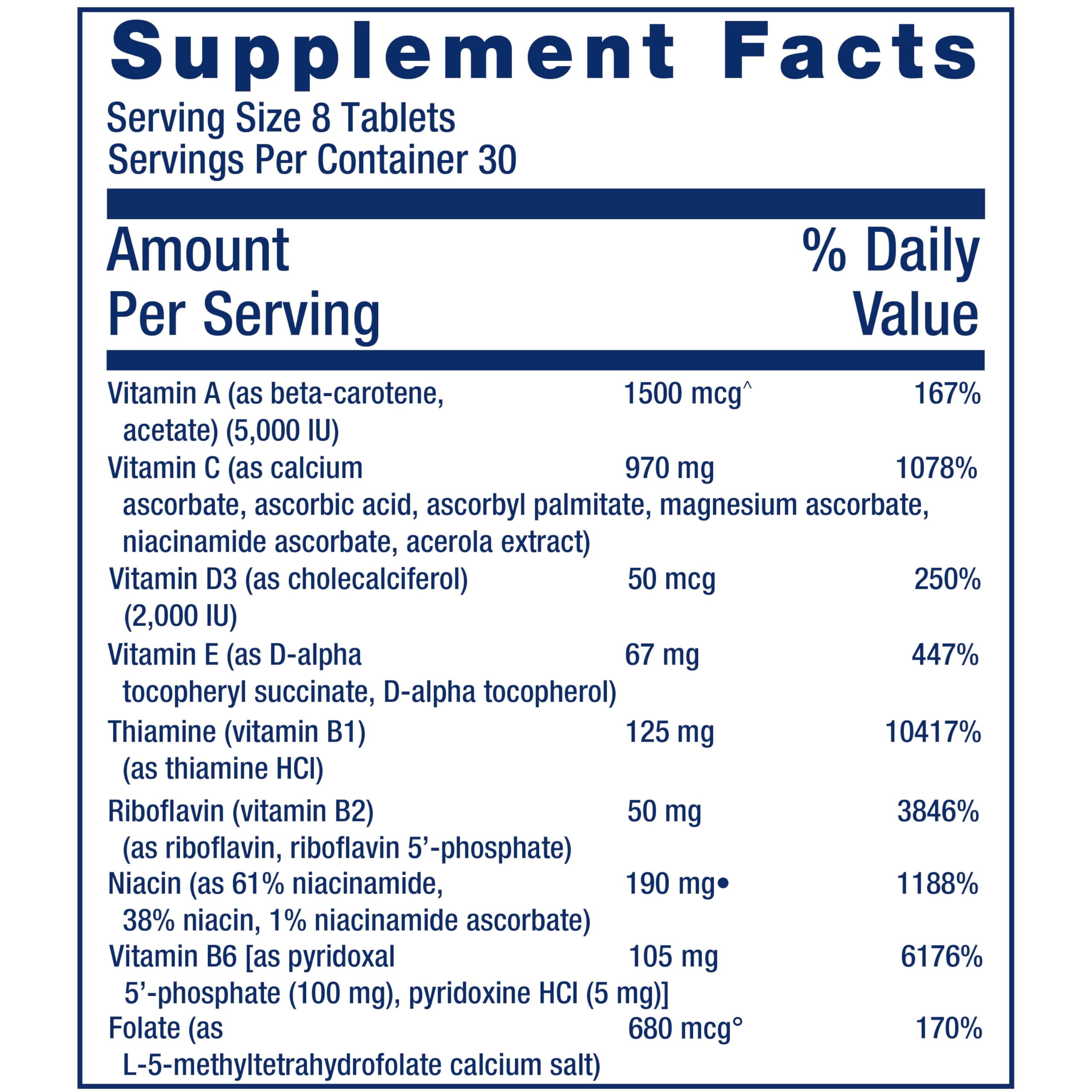 Vitamins and minerals in Life Extension Mix for whole-body health