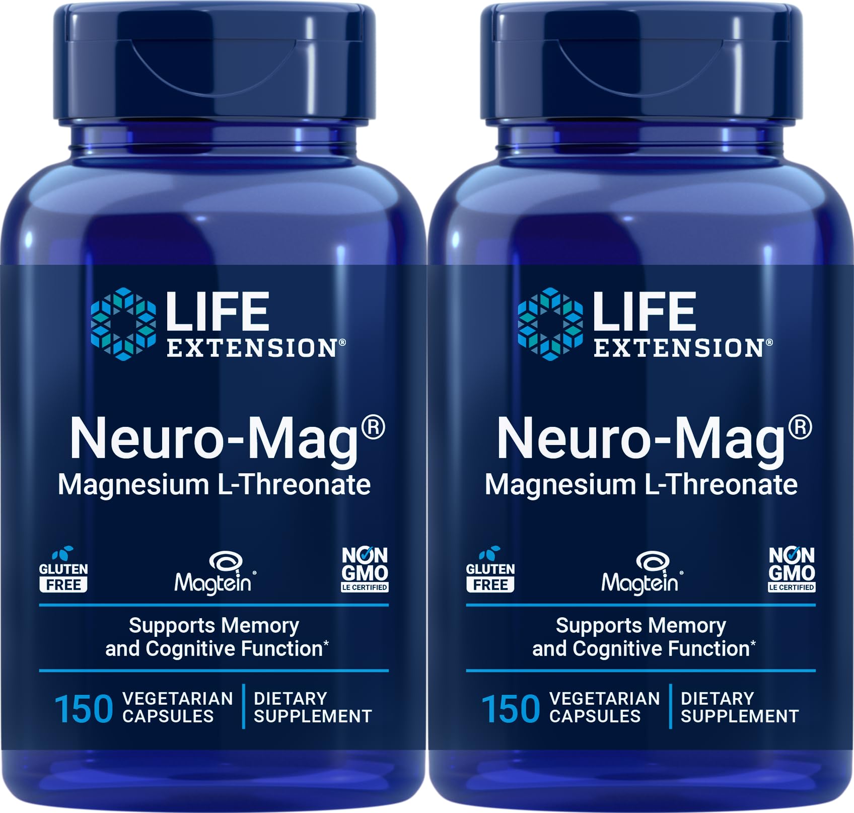 Bottle of Life Extension Neuro-Mag 150 Vegetarian Capsules Pack of 2