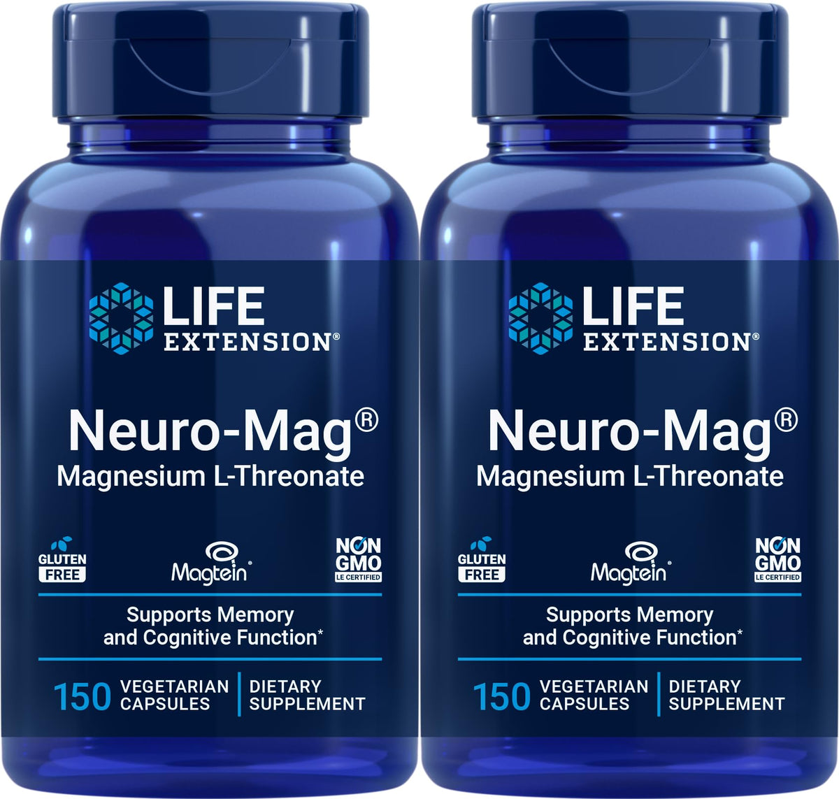 Bottle of Life Extension Neuro-Mag 150 Vegetarian Capsules Pack of 2