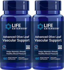Life Extension Olive Leaf Vascular Support bottle, 60 vegetarian capsules, Pack of 2