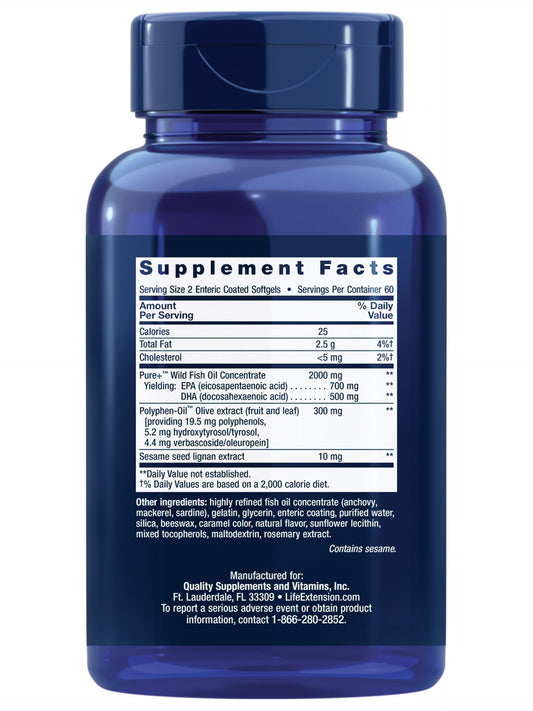 Close-up of omega-3 fish oil softgels