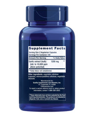 Back label with supplement facts for Life Extension Optimized Garlic