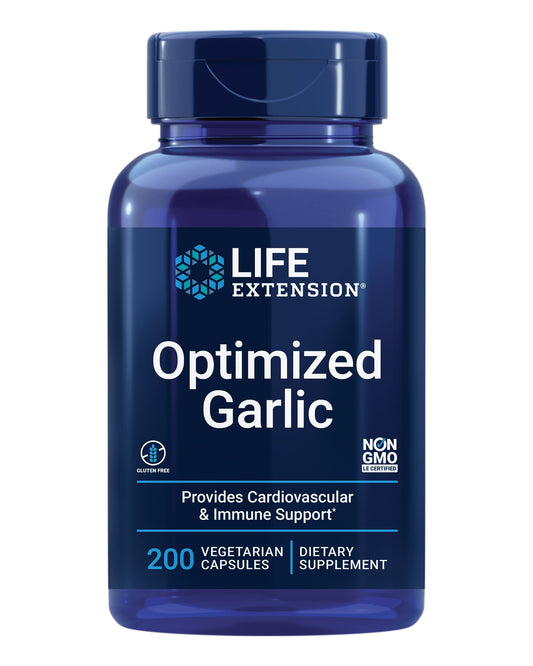 Front view of Life Extension Optimized Garlic bottle