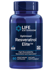 Life Extension Optimized Resveratrol Elite bottle with 60 vegetarian capsules