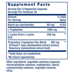 Ingredients panel for Life Extension Optimized Tryptophan Plus 1000mg