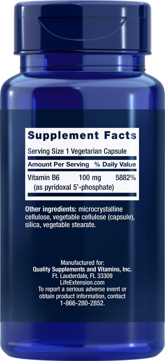 Life Extension P5P 100 mg bottle displayed with label