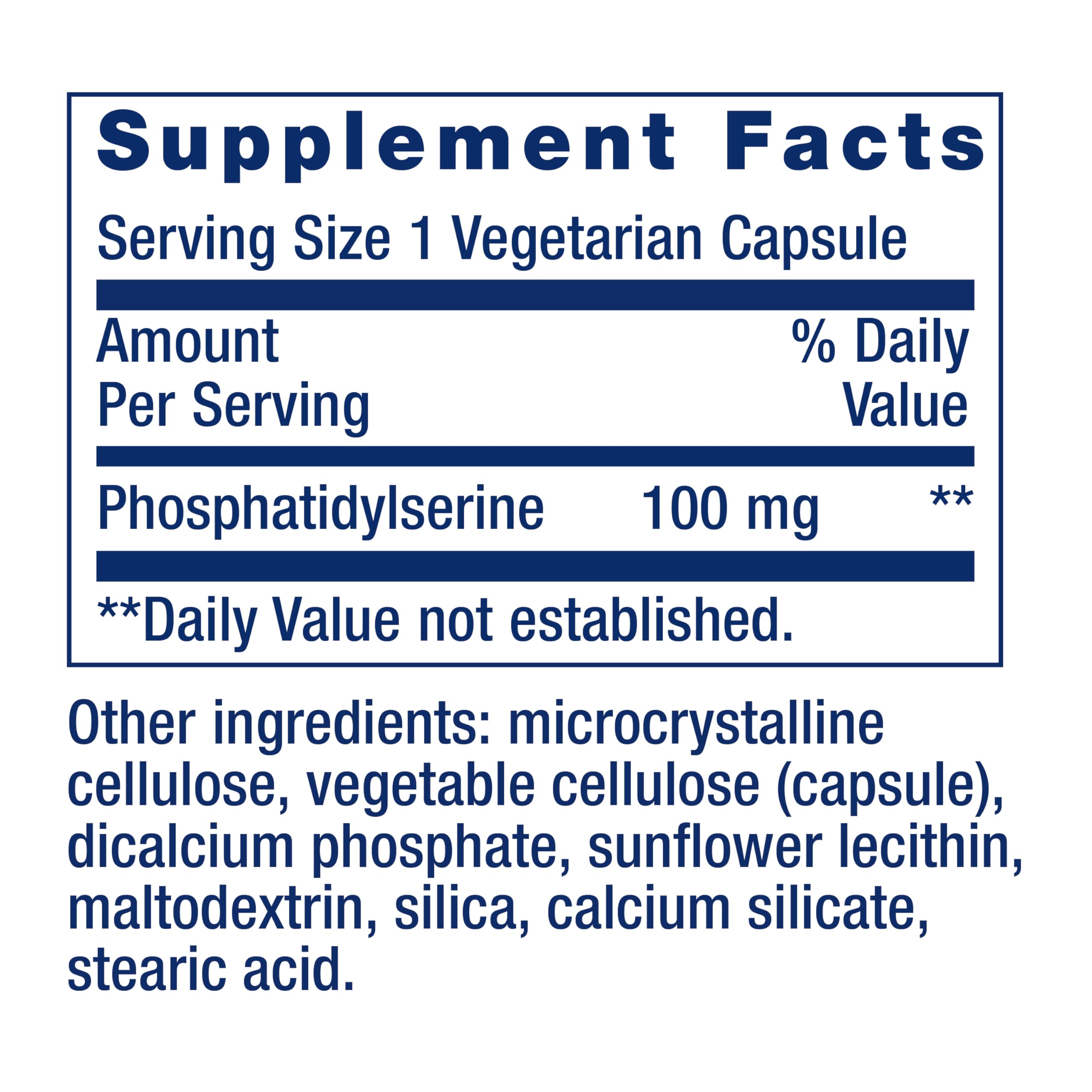 PS Caps label with ingredient information
