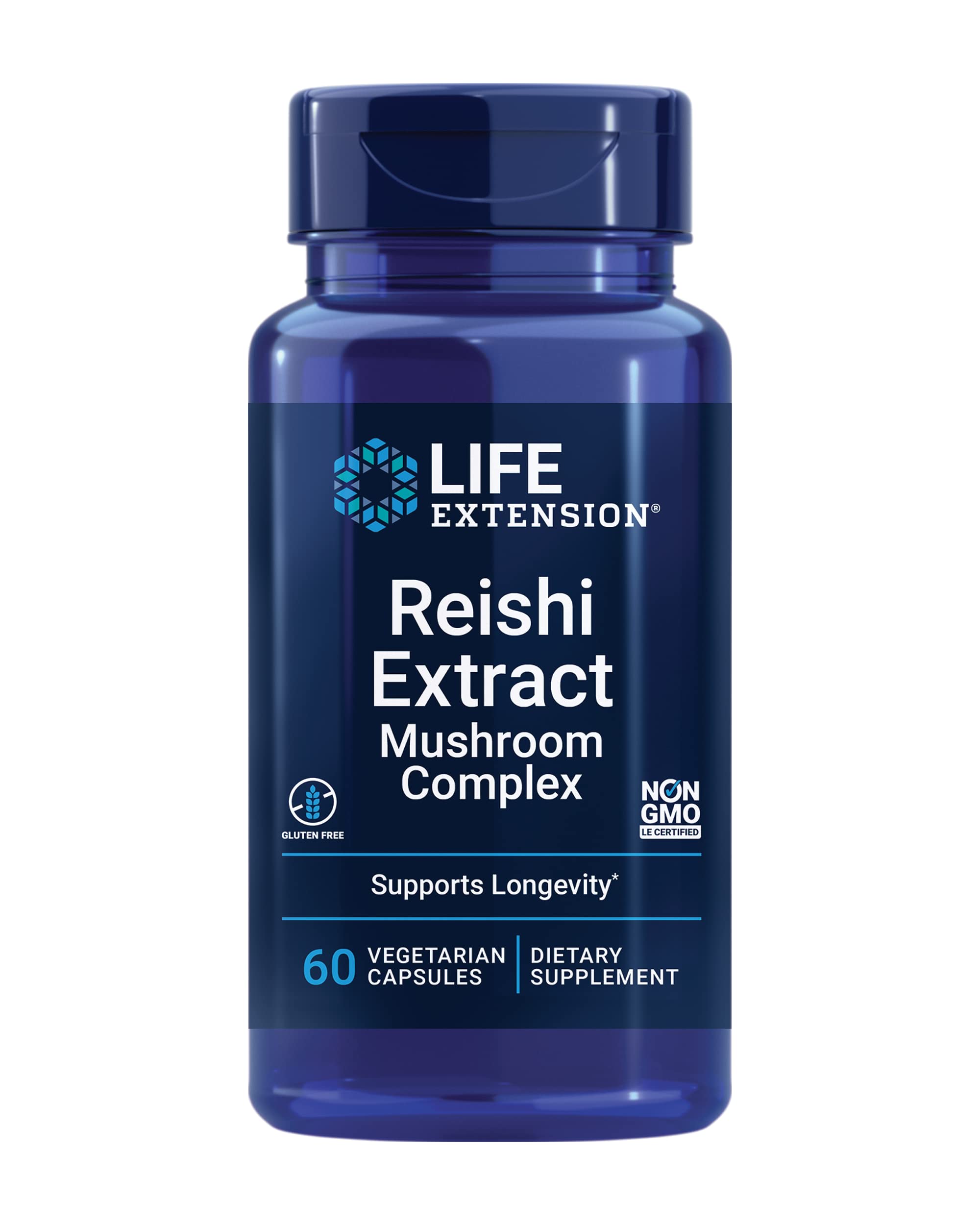Life Extension Reishi Extract Mushroom Complex bottle with 60 capsules