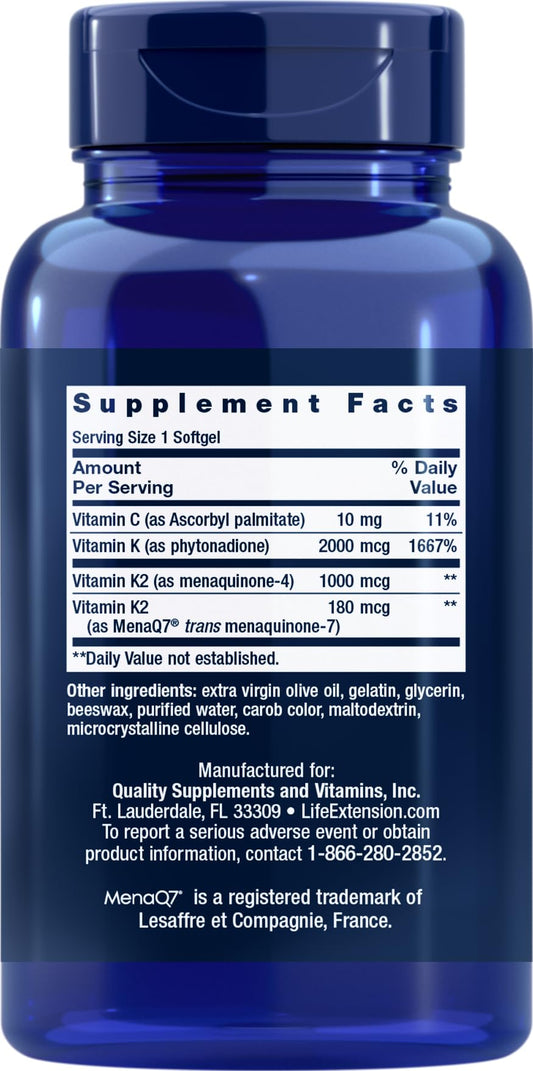 Close-up of Life Extension Super K softgel capsules