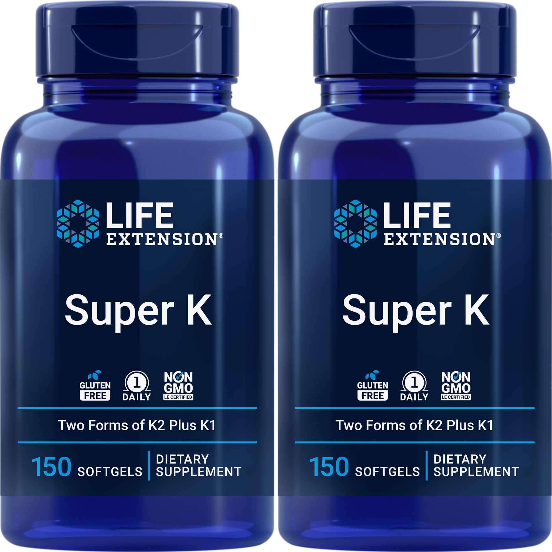 Front view of Life Extension Super K 150 Softgels Pack of 2
