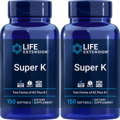 Life Extension Super K bottle two-pack viewed for daily vitamin support