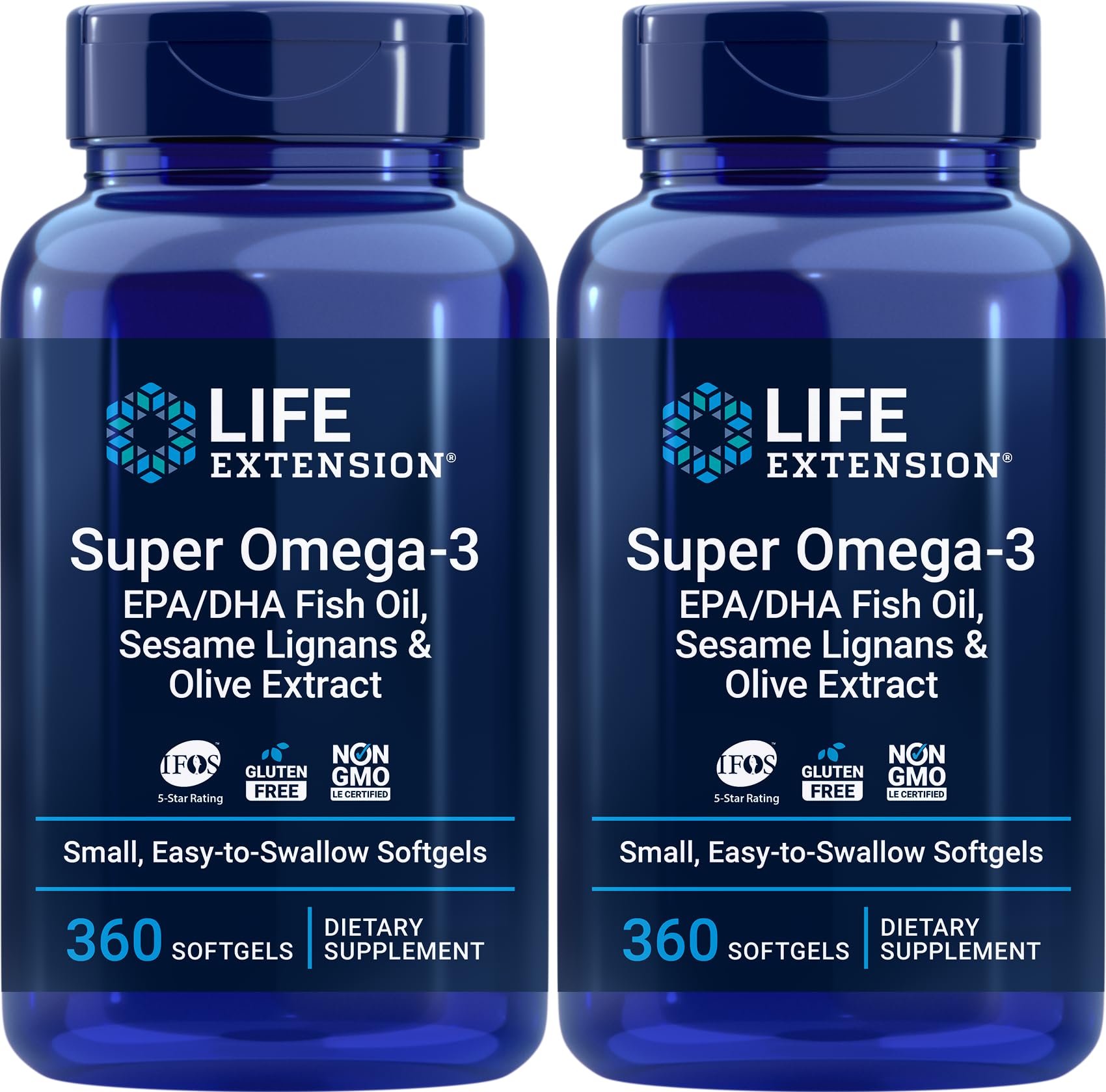 Front view of Life Extension Super Omega-3 360 Softgels Pack of 2